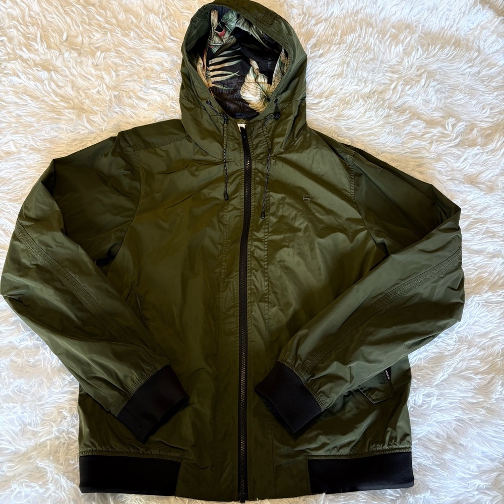 Scotch & Soda Lightweight Travel Jacket | Olive Green Windbreaker | Size Large